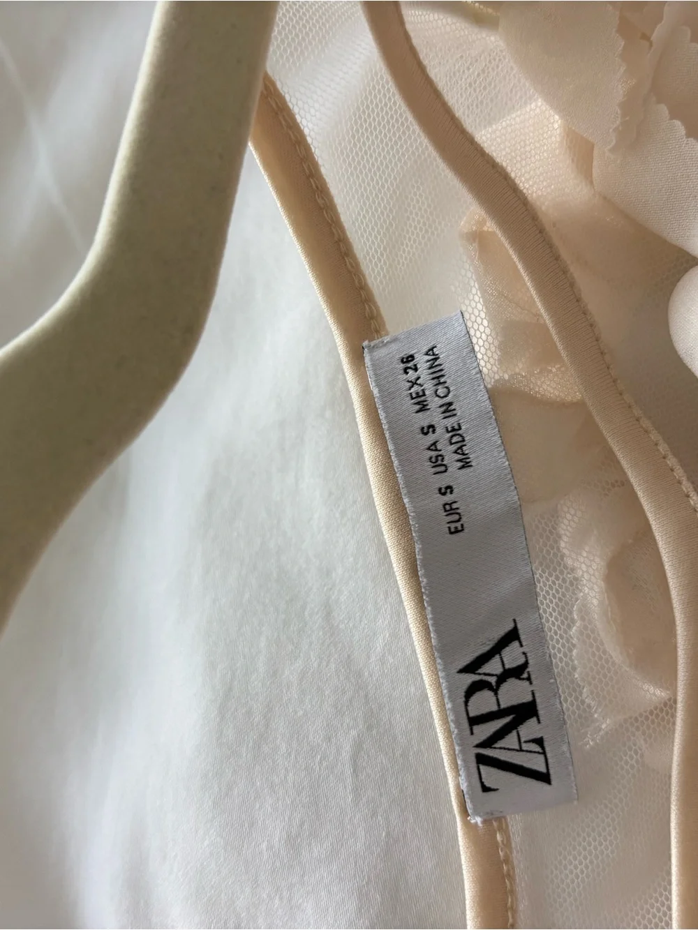 Zara Cream Ruffle Sheer Crop Top